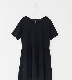 Черное свободное платье мини с короткими рукавами New Look Curve-Черный