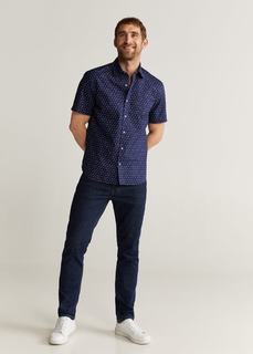 Хлопковая рубашка regular fit с принтом - Segre Mango