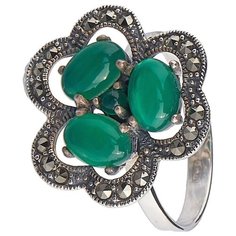 МАРКАЗИТ Кольцо с хризопразами