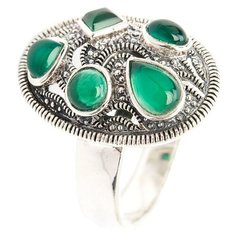 МАРКАЗИТ Кольцо с хризопразами