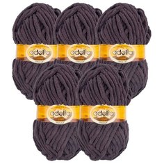 Пряжа Adelia Dolly однотонная, 100 % полиэстер, 100 г, 40 м, 5 шт., №26 т.серый