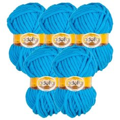 Пряжа Adelia Dolly однотонная, 100 % полиэстер, 100 г, 40 м, 5 шт., №11 яр.голубой