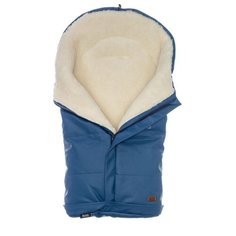 Конверт-мешок Nuovita Siberia Lux Bianco меховой 90 см темно-синий