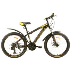Подростковый горный (MTB) велосипед Pioneer Tornado черный-желтый-оранжевый 14" (требует финальной сборки)
