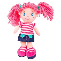 Мягкая игрушка ABtoys Кукла с розовыми волосами в джинсовой юбочке 20 см