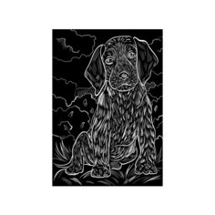 Гравюра Рыжий кот Любопытный щенок, в пакете с ручкой (Г-9420) золотистая основа