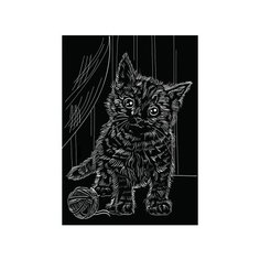 Гравюра Рыжий кот Игривый котенок, в пакете с ручкой (Г-9419) золотистая основа