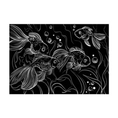 Гравюра Рыжий кот Красивые рыбки, в пакете с ручкой (Г-9409) золотистая основа