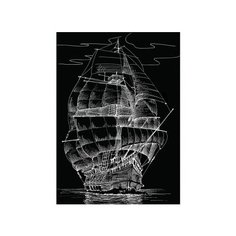 Гравюра Рыжий кот Величественный корабль, в пакете с ручкой (Г-9414) золотистая основа