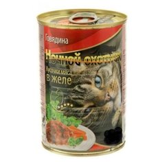 Корм для кошек Ночной охотник с говядиной 415 г (кусочки в желе)