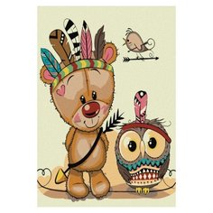 Котеин Картина по номерам "Медвежонок-индеец" 20х30 см (KHM0016)