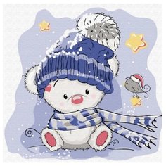 Molly Картина по номерам "Медвежонок зимой" 20х20 см (KH0445)