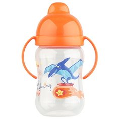 Поильник-непроливайка Lubby Любимый 13945, 250 мл прозрачный/оранжевый