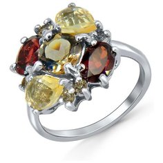 Silver WINGS Кольцо с гранатами, раухтопазами и цитринами из серебра 21kr6656-90, размер 18