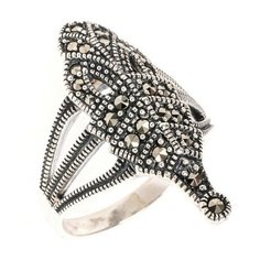 МАРКАЗИТ Кольцо с марказитами из серебра HR1185, размер 19