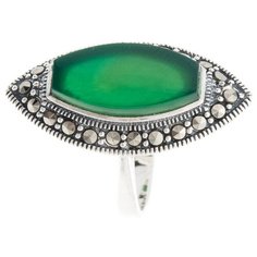 МАРКАЗИТ Кольцо с хризопразами и марказитами из серебра HR618, размер 17.5