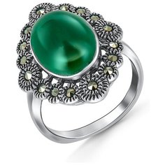 Silver WINGS Кольцо с марказитами и агатами из серебра 210018e-39, размер 18.5