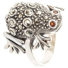 МАРКАЗИТ Кольцо с гранатами и марказитами из серебра HR327, размер 17