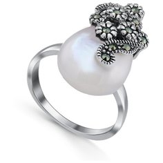 Silver WINGS Кольцо с перламутром и марказитами из серебра 210013-300a-39, размер 18.5
