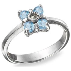 МАРКАЗИТ Кольцо с марказитами и топазами из серебра HR483, размер 18