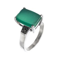 МАРКАЗИТ Кольцо с хризопразами и марказитами из серебра HR405, размер 18