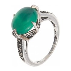 МАРКАЗИТ Кольцо с марказитами и халцедонами из серебра M100165, размер 17