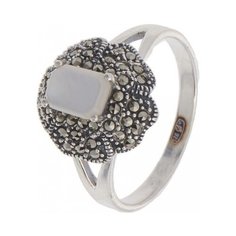 МАРКАЗИТ Кольцо с перламутром и марказитами из серебра HR1132, размер 18