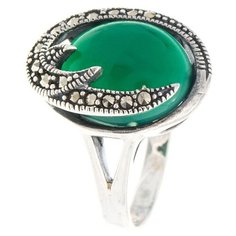 МАРКАЗИТ Кольцо с хризопразами и марказитами из серебра HR1178, размер 17.5