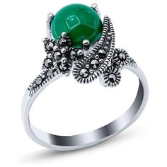 Silver WINGS Кольцо с марказитами и агатами из серебра 21as0006e-39, размер 19.5