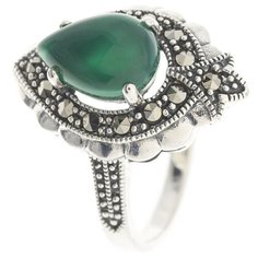 МАРКАЗИТ Кольцо с хризопразами и марказитами из серебра HR1064, размер 18