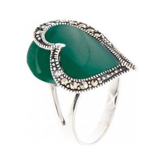 МАРКАЗИТ Кольцо с хризопразами и марказитами из серебра HR1174, размер 19.5