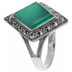 МАРКАЗИТ Кольцо с хризопразами и марказитами из серебра HR1229, размер 19