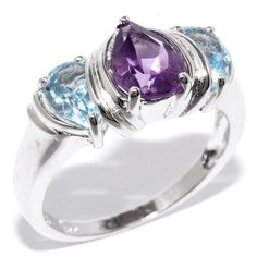Silver WINGS Кольцо с топазами и аметистами из серебра 21gr0268amsb-90-75, размер 18.5