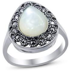 Silver WINGS Кольцо с перламутром и марказитами из серебра 210026a-39-257, размер 17.5