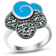 Silver WINGS Кольцо с эмалью и марказитами из серебра 210021n-39-257, размер 19