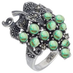 МАРКАЗИТ Кольцо с перламутром и марказитами из серебра HR665, размер 17.5