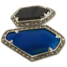 МАРКАЗИТ Кольцо с лазуритами, марказитами и ониксами из серебра M101386, размер 17.5