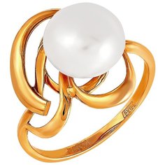 ПримаЭксклюзив Кольцо с 1 жемчугом из красного золота КЛ7079, размер 18.5