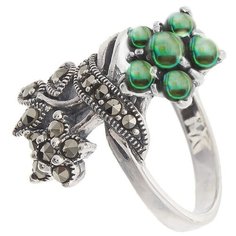 МАРКАЗИТ Кольцо с перламутром и марказитами из серебра HR754, размер 20