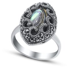 Silver WINGS Кольцо с перламутром и марказитами из серебра 210026e-39-228, размер 17.5