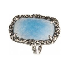 МАРКАЗИТ Кольцо с марказитами и жадеитами из серебра M101317, размер 18