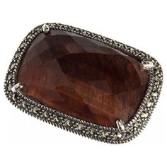 МАРКАЗИТ Кольцо с тигровым глазом и марказитами из серебра M100924, размер 18