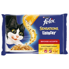 Корм для кошек Felix Sensations с курицей, с уткой, с печенью 267 г (кусочки в желе)