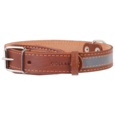 Ошейник COLLAR со светоотраж. лентой 0249 38-50 см коричневый