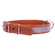 Ошейник COLLAR со светоотраж. лентой 0155 32-40 см коричневый