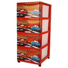 Бельевой комод Dunya Plastik Пластиковый с рисунком 4 ящика тачки