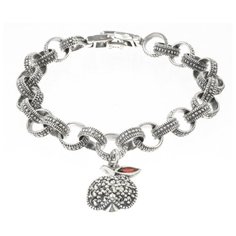 МАРКАЗИТ Браслет с гранатами и марказитами из серебра BR480-SP13, 18 см, 17.54 г