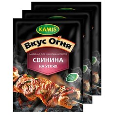 KAMIS Приправа Маринад для шашлыка и гриля Свинина на углях, 3х20 г