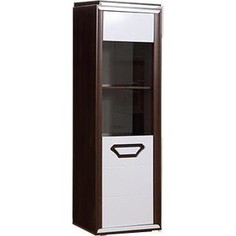 Шкаф комбинированный Олимп 30.02-01 Ева дуб кальяри / ПВХ белый глянец снег / профиль дуб кальяри / ДВПО белый / стекло светлое Olimp