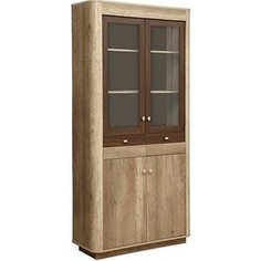 Шкаф комбинированный Олимп 34.05 фантазия дуб каньон / дуб кальяри / профиль дуб каньон / профиль дуб кальяри / ДВПО венге / стекло Olimp